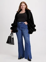 Faux Fur Trim Poncho