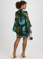 Robe florale à manches cloche