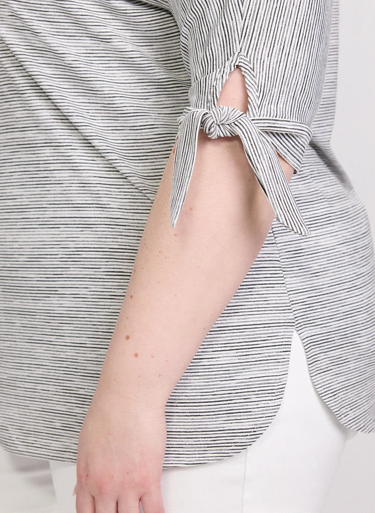 Striped Knot Sleeve T-Shirt