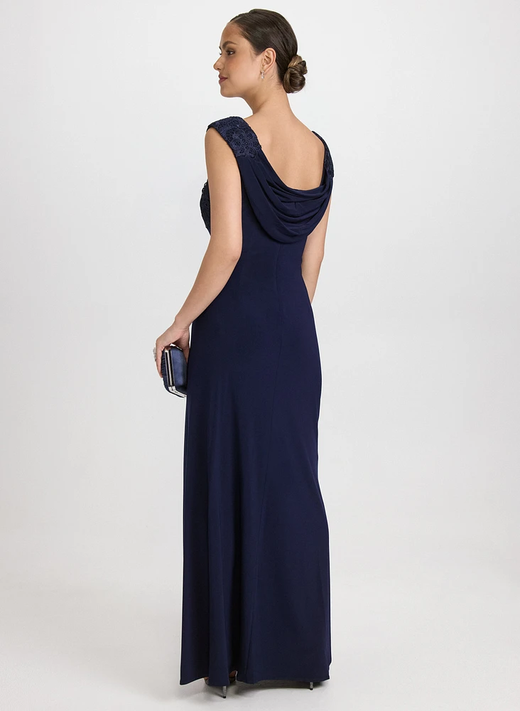 Lace Cowl Back Dress