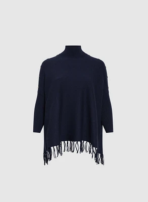 Mock Neck Fringe Detail Sweater