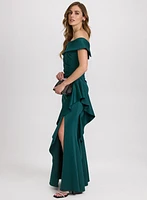 Off-Shoulder Waterfall Ruffle Dress