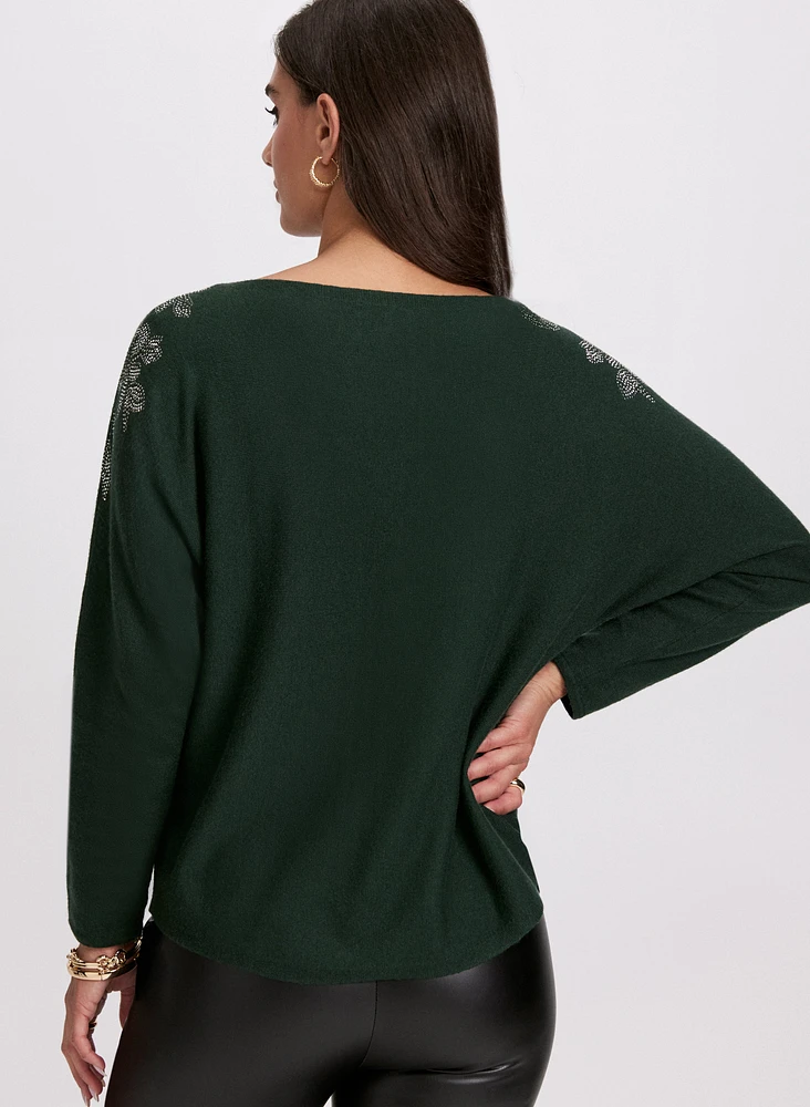 Rhinestone Detail Knit Sweater