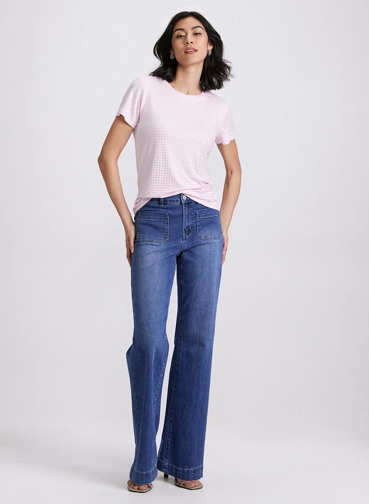 T-shirt à détail de pierres