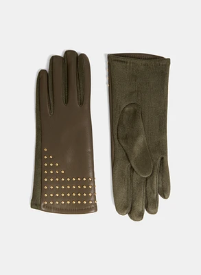 Studded Vegan Leather Gloves