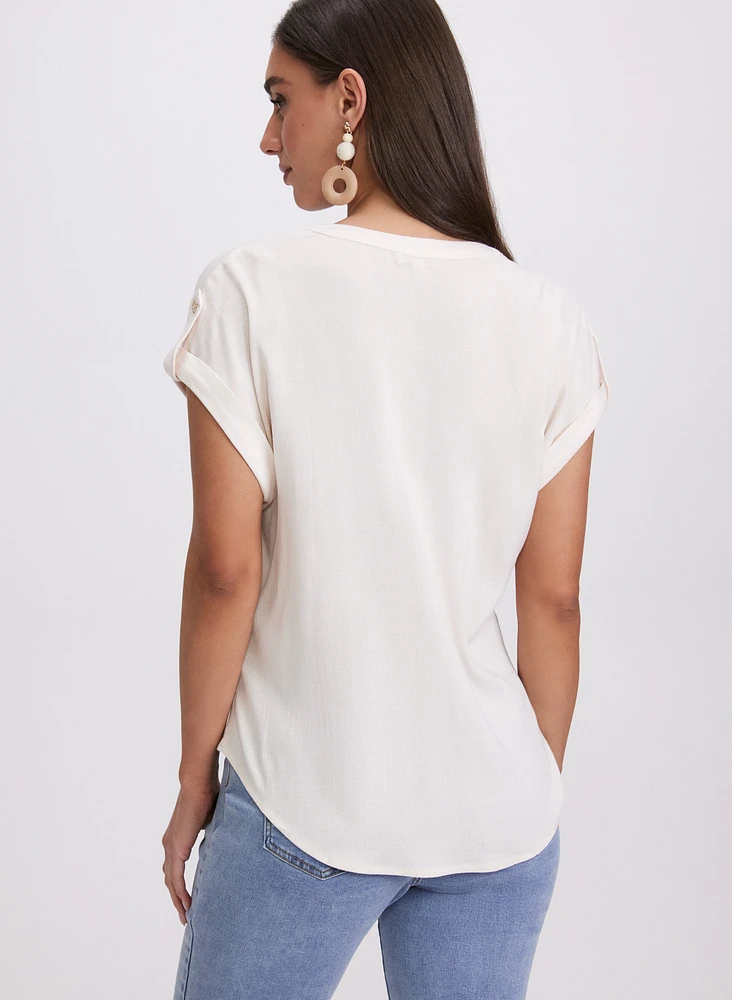 Blouse boutonnée à ourlet nou