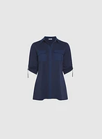 Jersey Button-Down Blouse