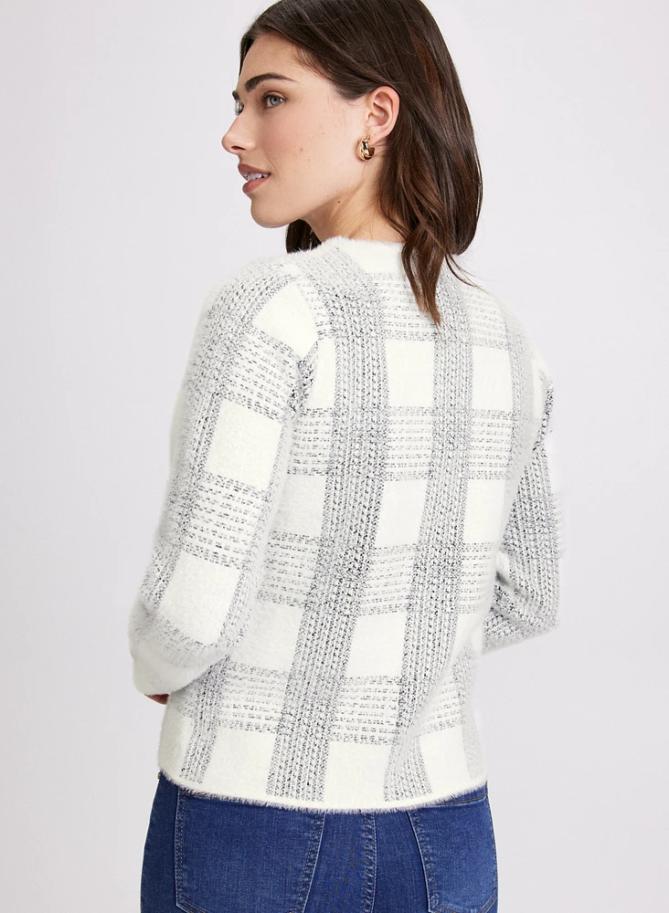 Plaid Knit Cardigan