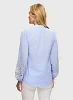 Split-Neck Embroidered Blouse