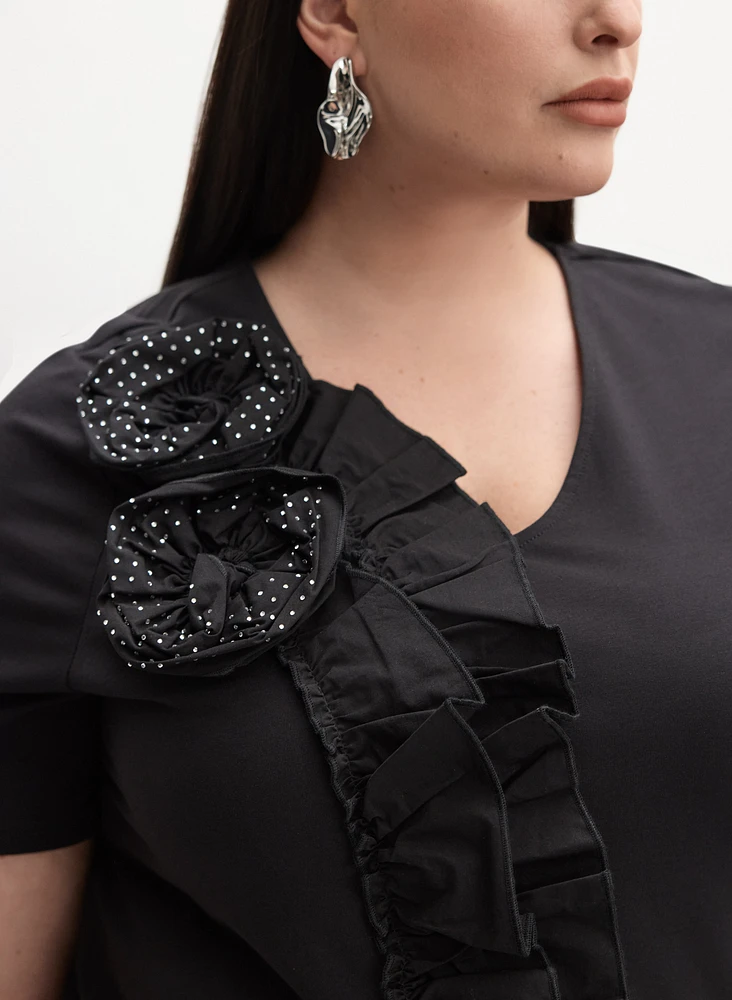 Melanie Lyne - Frilled Rosette Appliqué Top