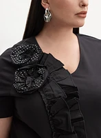 Melanie Lyne - Frilled Rosette Appliqué Top