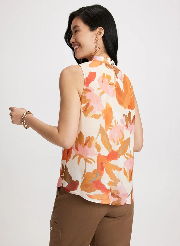 Sleeveless Floral Blouse