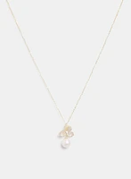 Floral Pearl Drop Necklace