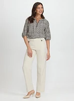 Geometric Zip Front Blouse