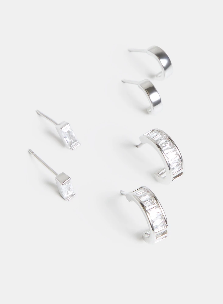 Three-Piece Stud Earrings Set