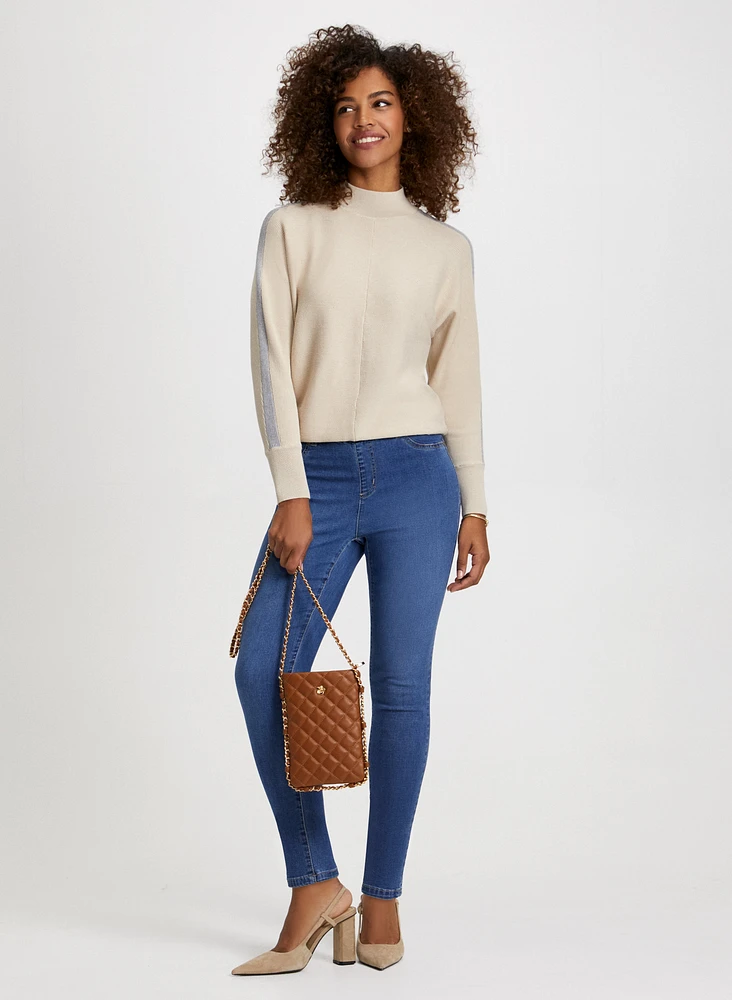 Contrast Stripe Sweater & Slim Leg Jeans