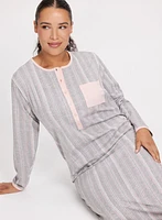 Stripe Print Long Nightgown