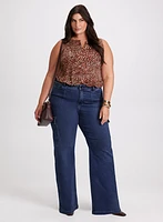 Animal Print Top & Cargo Jeans