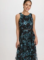 Sequined Floral Embroidery Dress