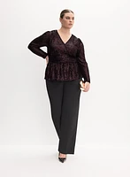 Crossover Sequin Top & Straight-Leg Pants