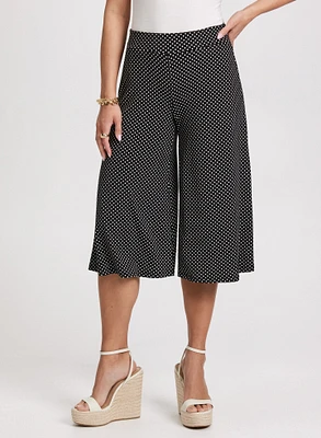 Pull-On Polka Dot Wide Leg Capris