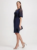 Chiffon Flutter Sleeve Cocktail Dress