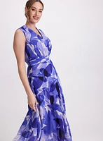 Robe midi à motif feuilles