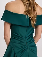 Off-Shoulder Waterfall Ruffle Dress