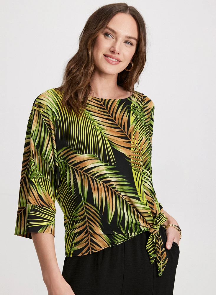 Palm Print Elbow Sleeve Top