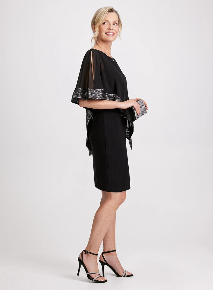 Asymmetrical Capelet Effect Short Dress