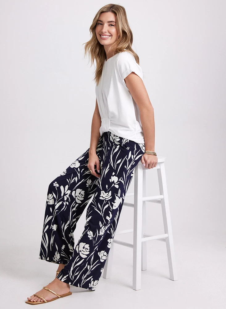 Wide-Leg Floral Pants