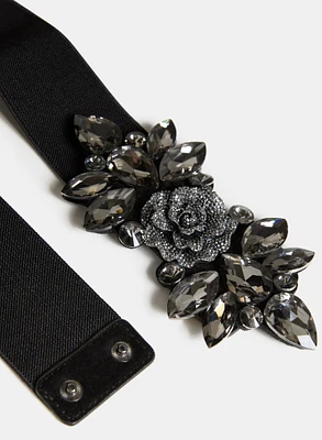 Crystal Rose Embellished Belt - Plus