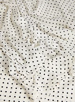 Polka Dot Ruffle Front Blouse