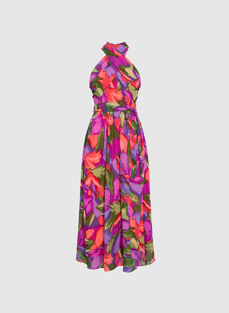 Tropical Halter Neck Dress