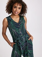 Abstract Leaf Print Jumpsuit