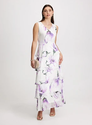 Robe longue florale en chiffon