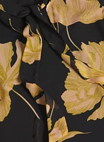 Blouse florale à encolure nouée