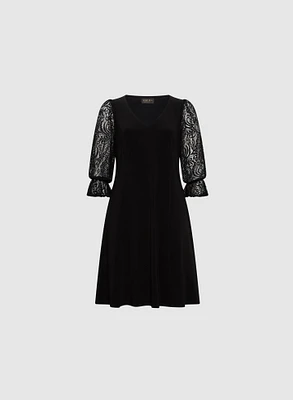 V-Neck Lace Detail Evening Dress