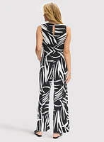 Geometric Print Cross-Neck Jumpsuit