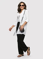 Button-Front Linen Tunic & Wide Leg Cargo Pants