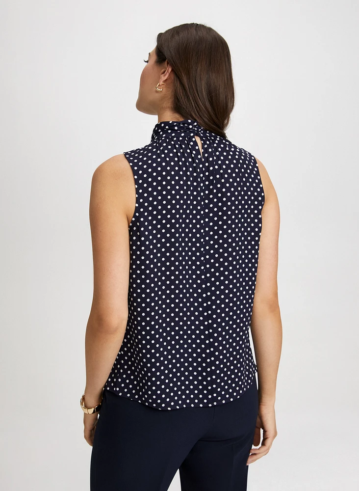 Sleeveless Twist-Neck Blouse