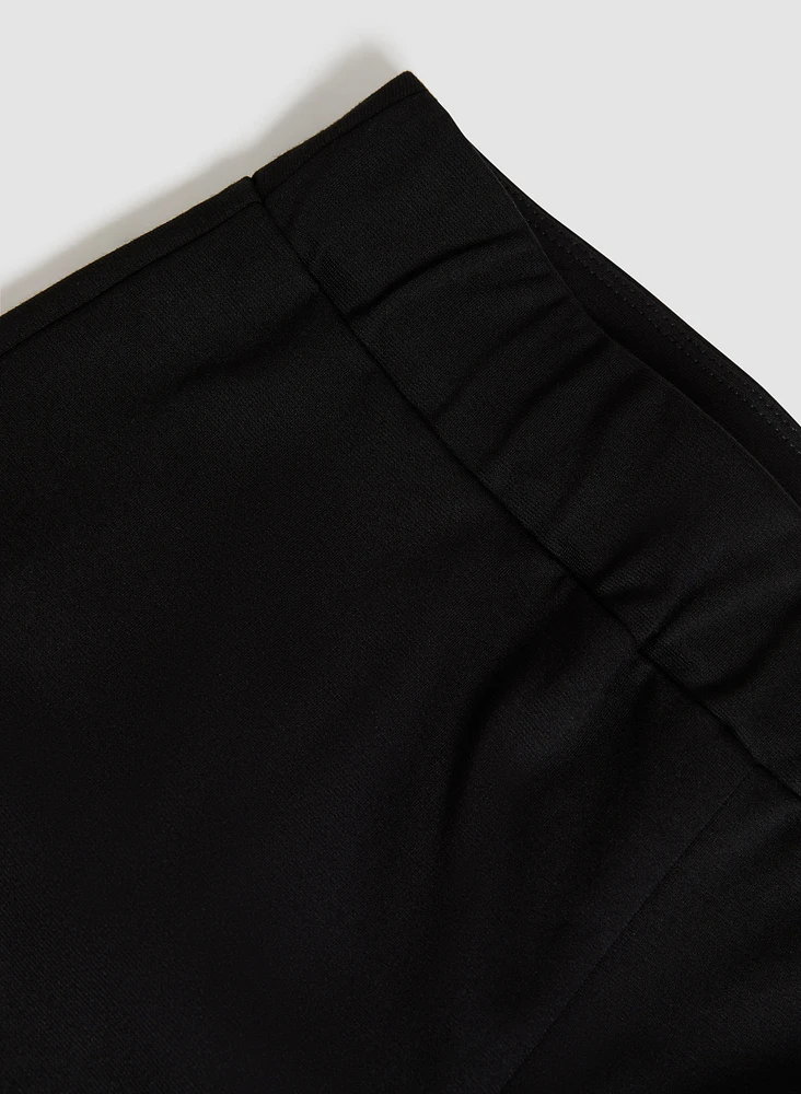 Slit Detail Straight-Leg Capris