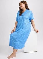 Robe de nuit à pois boutonnée