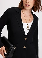 Lapel Collar Button-Up Cardigan