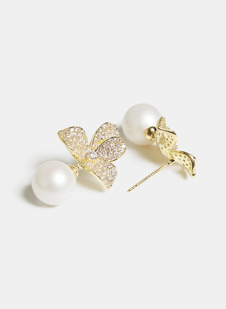 Floral Pearl Drop Earrings