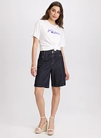 T-shirt à texte en paillettes