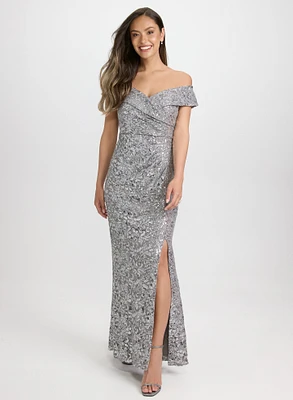 Sequin Embellished Off-Shoulder Dress