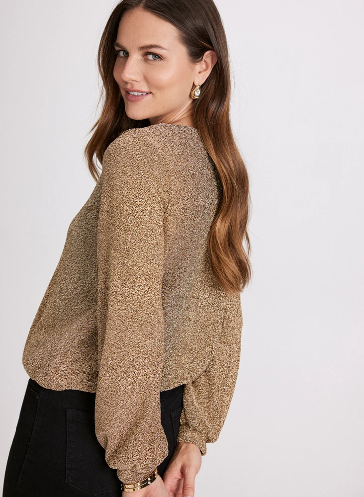 Marled Metallic Knit Top