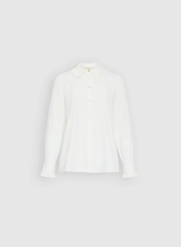 Pleated Detail Button-Up Blouse