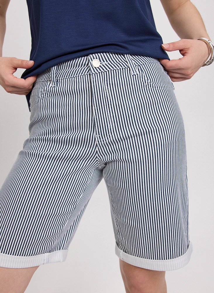 Striped Jean Shorts
